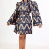 Print dress jacket slit sleeve