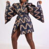 Print dress jacket slit sleeve
