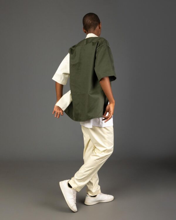 Two-Tone Utility Shirt – Olive & Off-White
