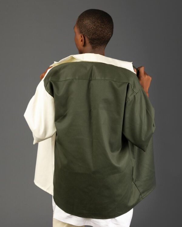 Two-Tone Utility Shirt – Olive & Off-White