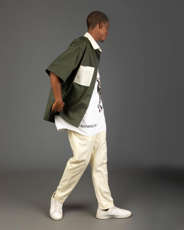 Two-Tone Utility Shirt – Olive & Off-White